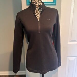 Black Nike Pro Long Sleeve Fitted Zippered Polo Sweatshirt
